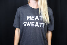 Load image into Gallery viewer, Meat Sweats T-shirt. Offered in deep blue, vibrant red, slate gray, and light gray. Meat Sweats Swag offer kids sizes as well as adult sizes XS-XXL.